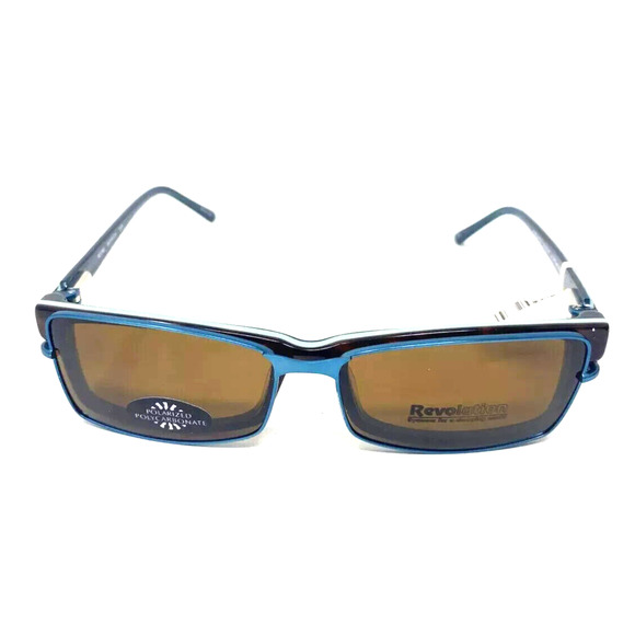 REVOLUTION EYEWEAR REV762 49-16-135 TEAL BROWN POLARIZED CLIP SUNGLASSES - Picture 2 of 9